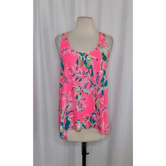 LILLY PULITZER Toucan Can Monterey Tank Top Dragonfruit Pink Summer X-Small - Picture 3 of 14